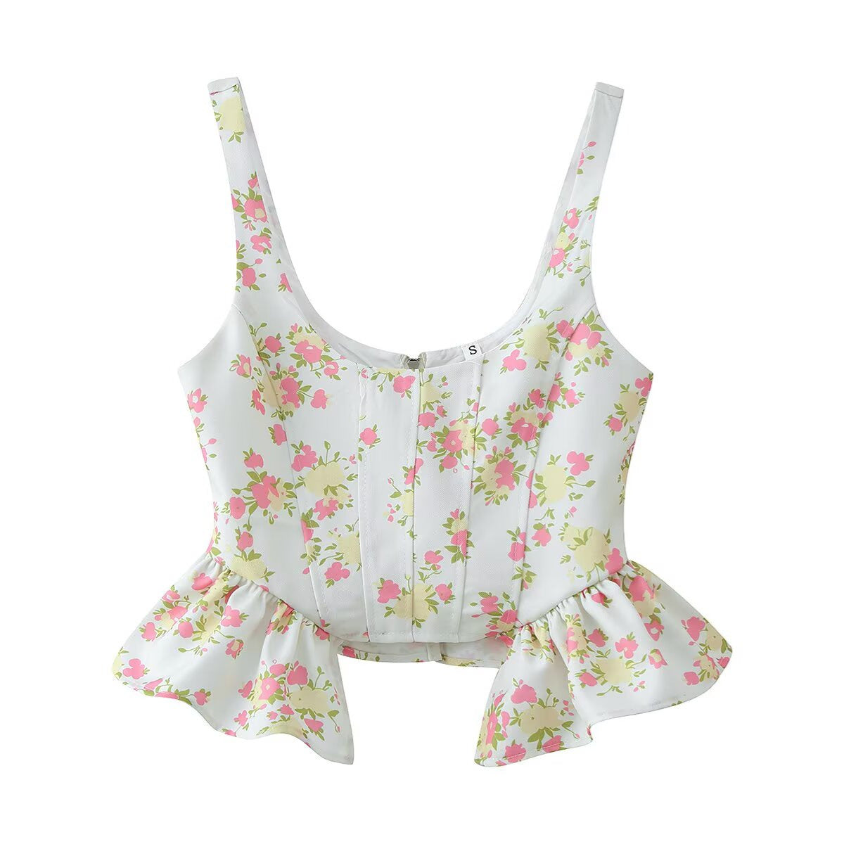 Damen Blumenmuster Crop-Top und Hose Set EB