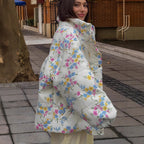 Damen Blumenmuster Übergröße Daunenjacke EB