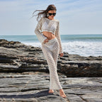 Damen Häkel-Set mit Crop-Top und Maxi-Rock EB