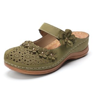 Damen bequeme Clogs mit floralem Dekor und ergonomischem Fußbett EB