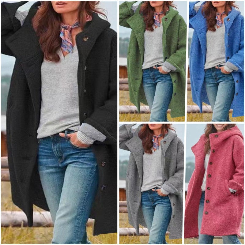 Damen Oversize-Wollmantel mit praktischen Taschen EB