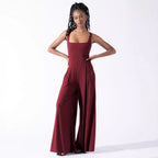 Damen Jumpsuit mit weit geschnittenem Bein und tiefem Rückenausschnitt EB