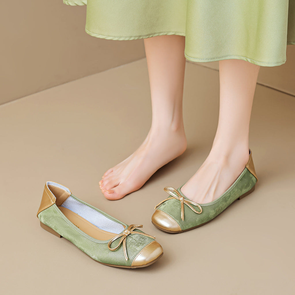 Damen Ballerinas mit schimmerndem Schleifenakzent EB