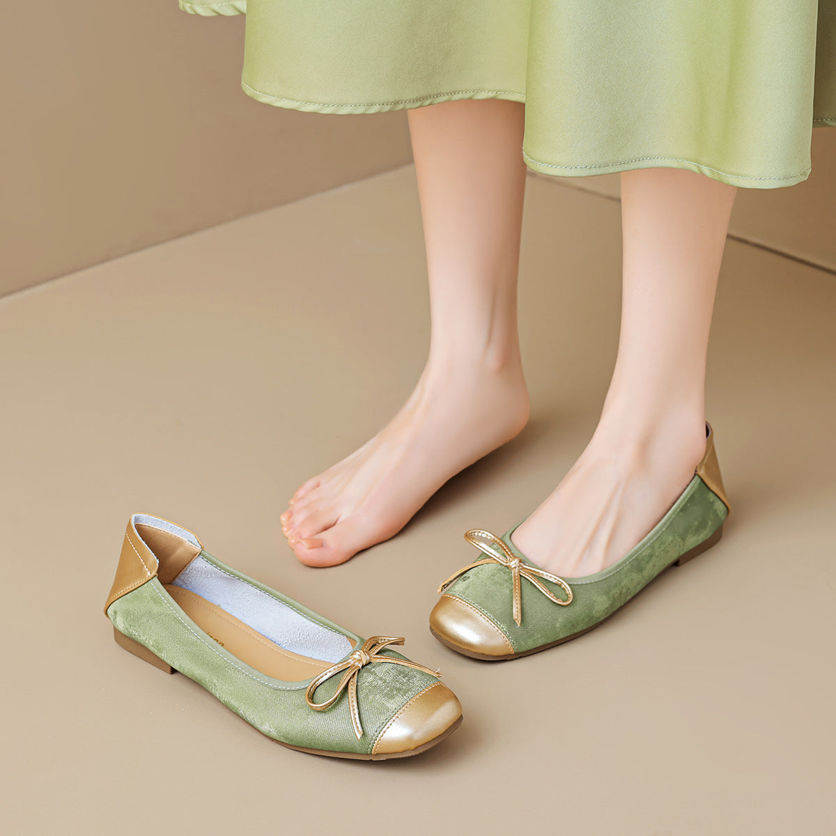 Damen Ballerinas mit schimmerndem Schleifenakzent EB