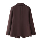 Damen elegante Oversized-Blazerjacke mit doppelter Knopfleiste und Taschen EB