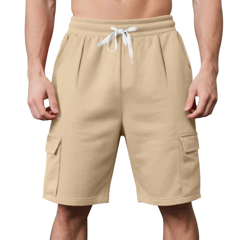 Elastische Cargo-Bermudashorts für Herren mit Kordelzug und Taschen