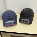 Distressed Denim-Baseballkappe mit Grafik für Herren