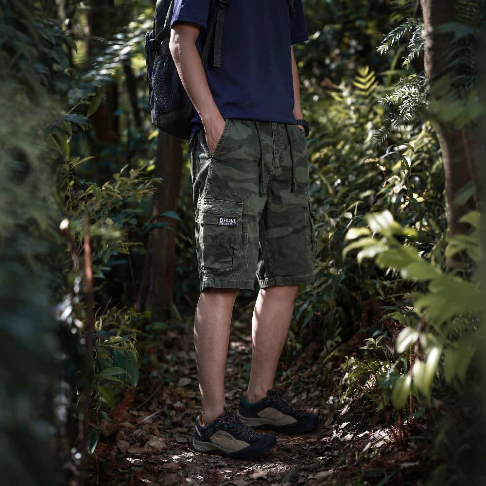 Herren-Camouflage-Cargo-Shorts mit elastischem Bund
