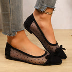 Damen Ballerinas mit transparentem Mesh-Obermaterial und verspieltem Schleifen-Detail EB