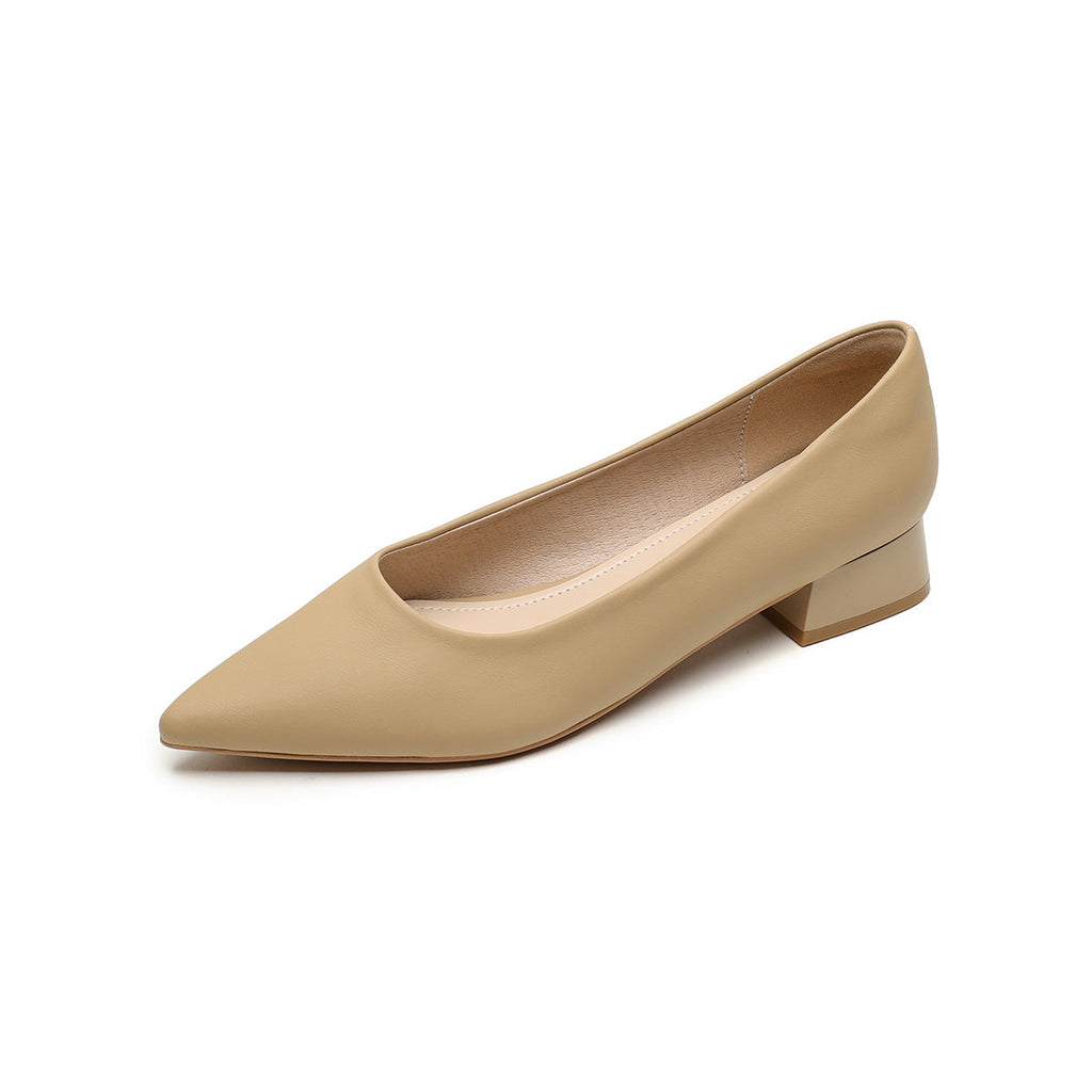 Damen elegante Ballerinas mit spitzem Zehenbereich und komfortablem Blockabsatz EB