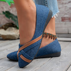 Damen elegante Ballerinas mit gekreuzten Riemen EB