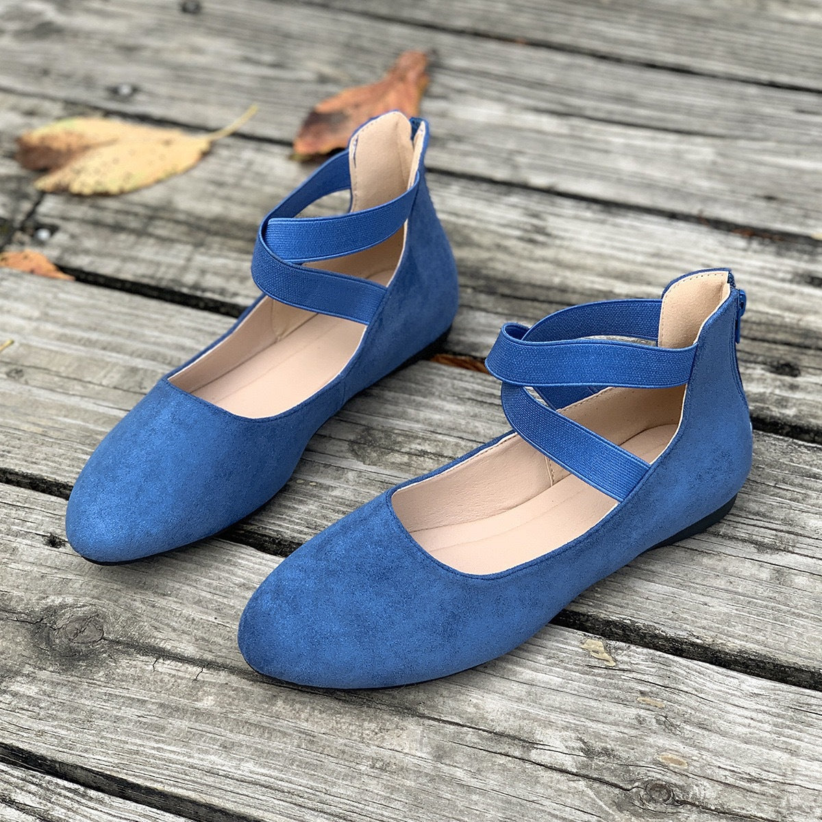 Damen Bequeme Ballerinas mit modischem Riemchen-Design EB