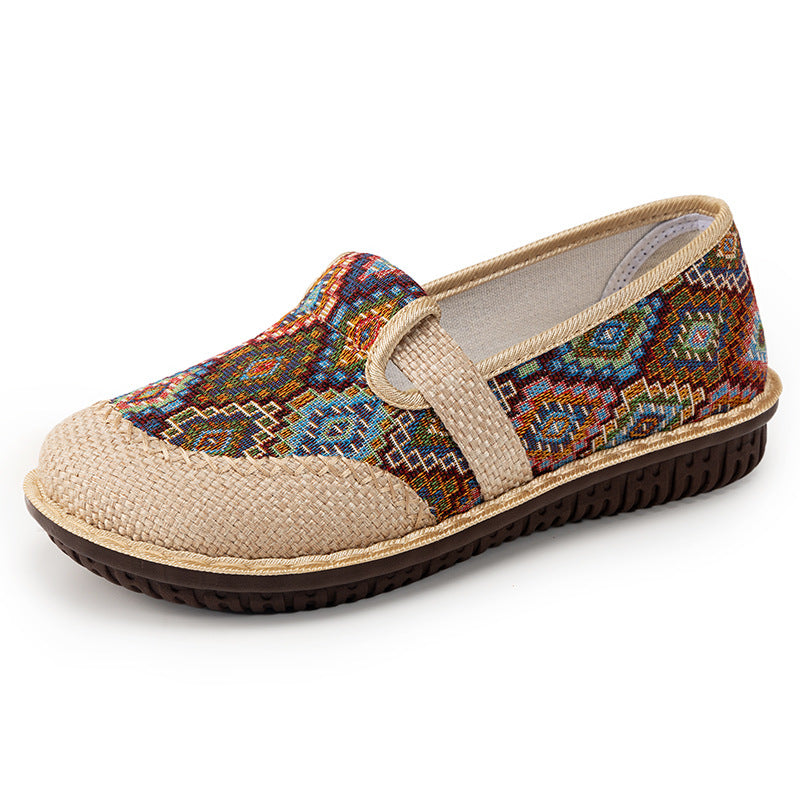 Damen Bequeme Slip-On Schuhe mit bunter Stickerei und flexibler Sohle EB