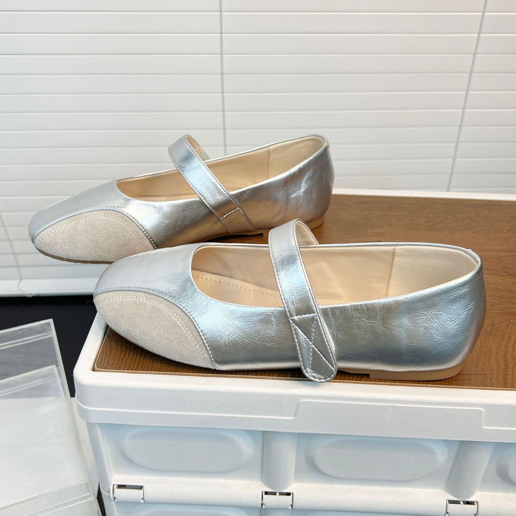 Damen Ballerinas mit modischem Riemenschluss aus hochwertigem Leder EB