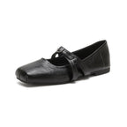 Damen Ballerinas mit verstellbarem Riemen und hochwertiger Leder-Oberfläche EB