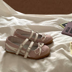 Damen Ballerinas mit modischen Riemchen und dekorativem Schleifen-Design EB