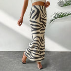 Damen Elegante Maxirock mit Zebramuster EB