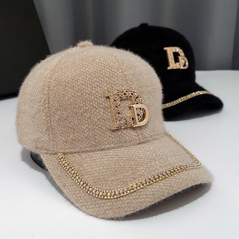Luxuriöse, verzierte Fleece-Baseballkappe für Damen