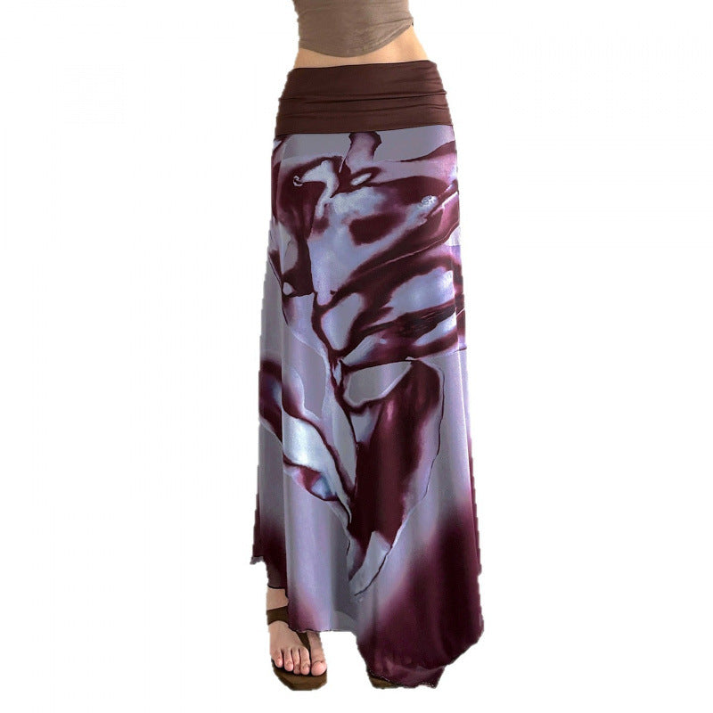 Damen Eleganter Maxirock mit farbenfrohem floralem Muster und komfortablem elastischem Bund EB