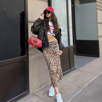 Damen eleganter Maxirock im stilvollen Leoprint EB
