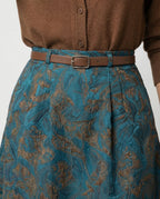 Damen Polo Cardigan Zopfmuster Midirock mit hohem Bund, Jacquardstruktur, dezenter Faltenlegung und Eingrifftaschen EB