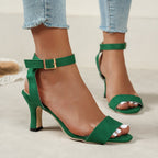 Damen Absatzsandalen mit verstellbarem Riemen und komfortablem Fußbett EB