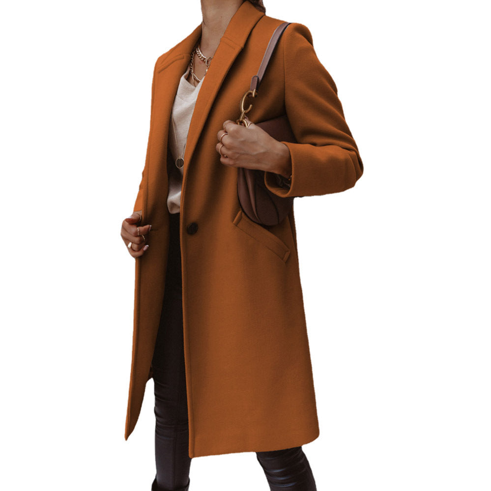 Damen Eleganter Wollmantel mit schmaler Silhouette und praktischen Taschen EB