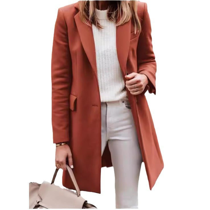 Damen eleganter, taillierter Mantel aus hochwertigem Stoff EB