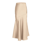 Damen Eleganter fließender Maxirock mit diagonaler Naht EB
