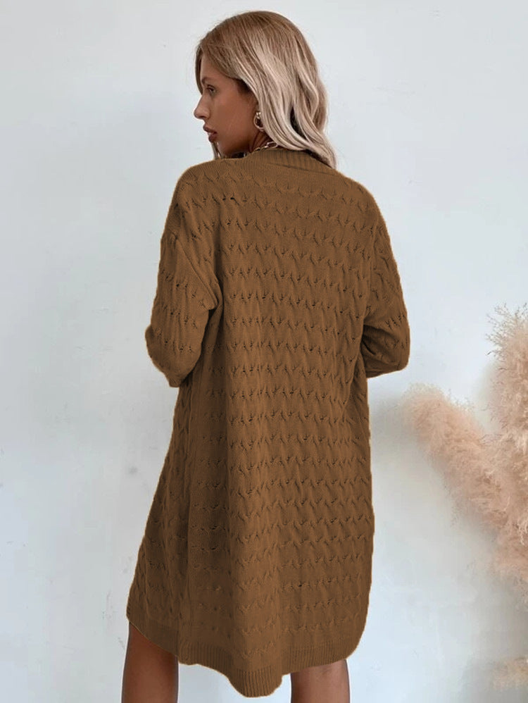 Damen Großer Strickmantel mit strukturiertem Muster und lässigem Schnitt EB