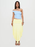 Damen asymmetrischer Maxi-Rock mit fließendem Stoff und elegantem Bund EB
