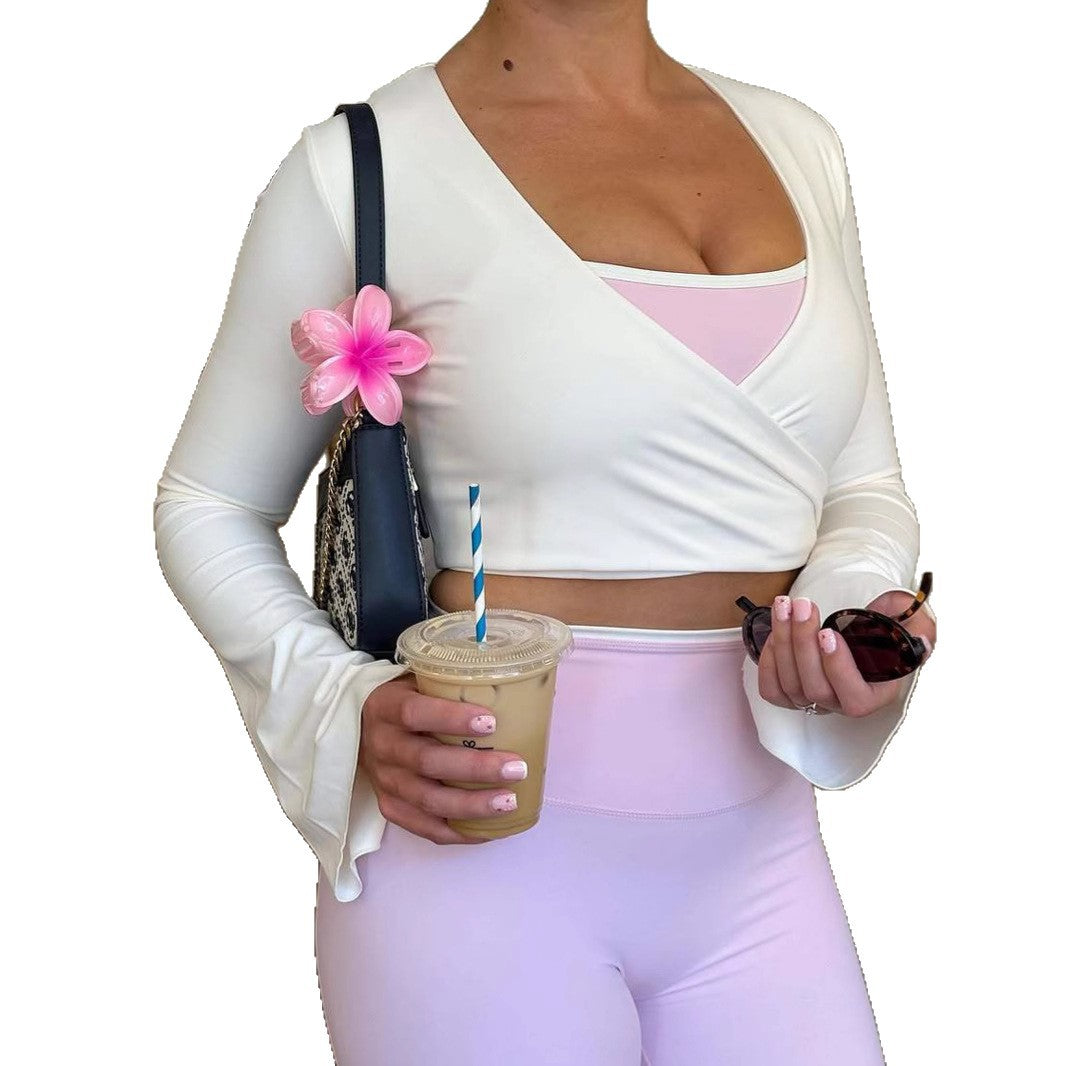 Damen-Radlershorts mit hoher Taille aus Stretch-Mikrofaser