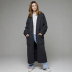 Damen Langer Strickmantel mit praktischen Taschen und strukturiertem Design EB