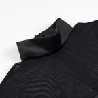 Damen elegantes Auftakt-Kleid mit transparenten Ärmeln und hohem Kragen EB