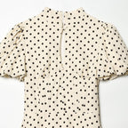 Damen A-Linien Kleid mit hochgeschlossenem Kragen und voluminösen Ärmeln EB