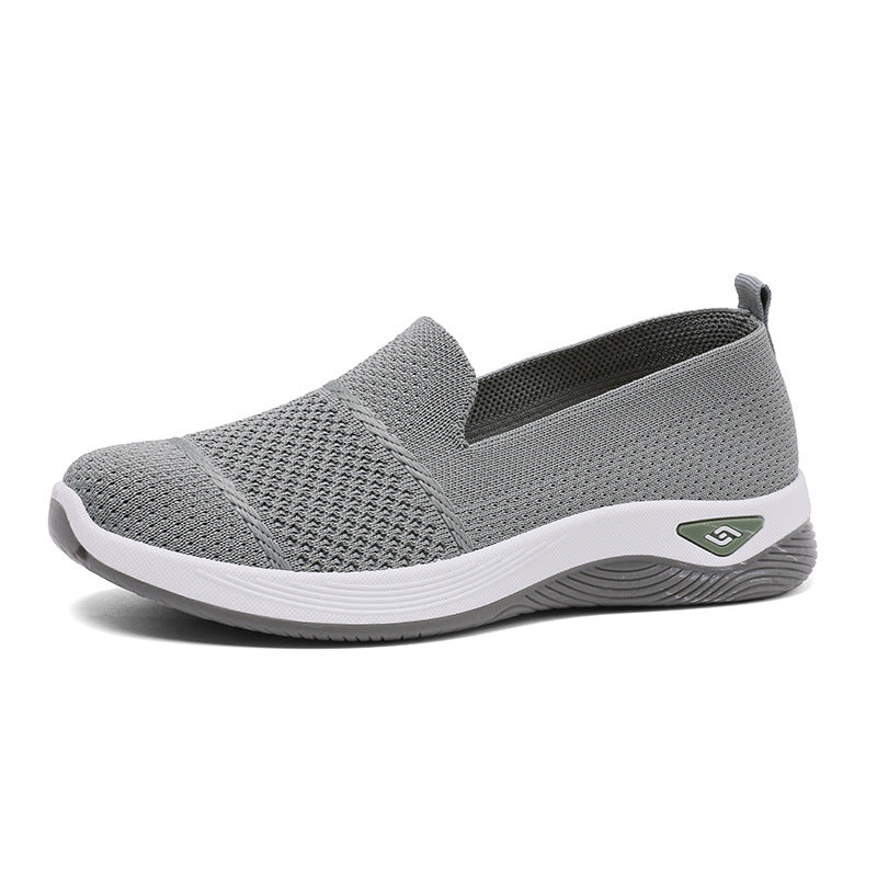 Damen Bequeme Slip-On Freizeitschuhe mit luftdurchlässigem Strickoberteil EB