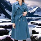 Damen eleganter Trenchcoat mit doppelter Knopfleiste und tailliertem Schnitt EB