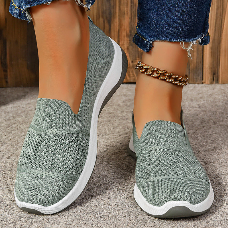 Damen Bequeme Slip-On Schuhe mit atmungsaktivem Strickdesign EB