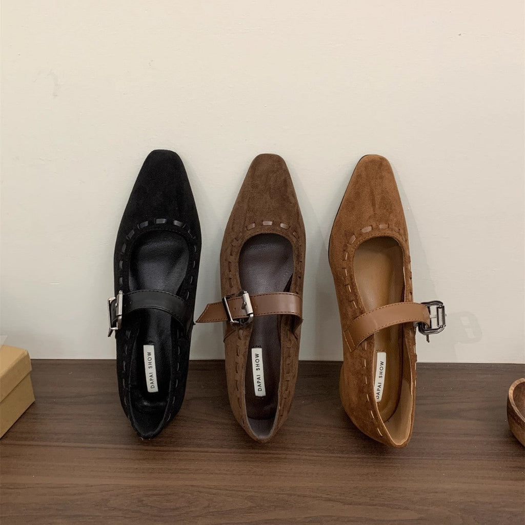 Damen Ballerinas mit modischer Schnallenapplikation und elegantem Spitzendesign EB