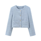 Damen Kurz Geschnittene Designer-Jacke mit Strukturiertem Stoff EB