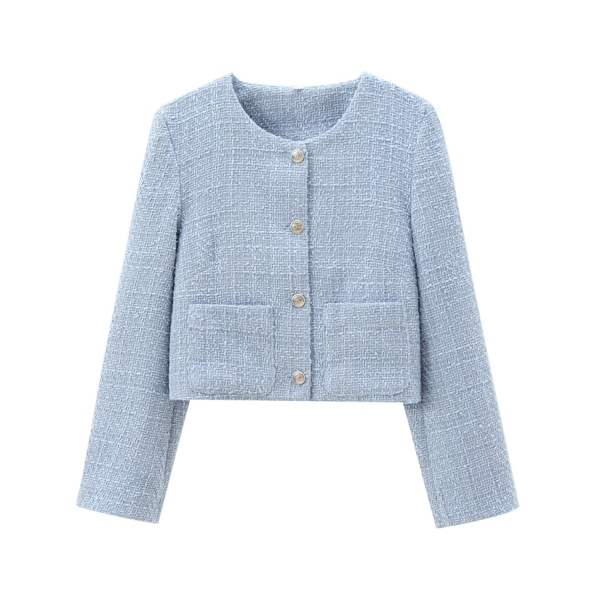 Damen Kurz Geschnittene Designer-Jacke mit Strukturiertem Stoff EB