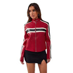 Damen Kunstlederjacke im sportlichen Retro-Design EB