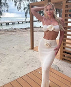 Damen Bandeau-Top und knitted Rock Set EB