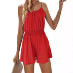 Damen lässiger Jumpsuit mit luftigen Trägern und elastischem Bund EB