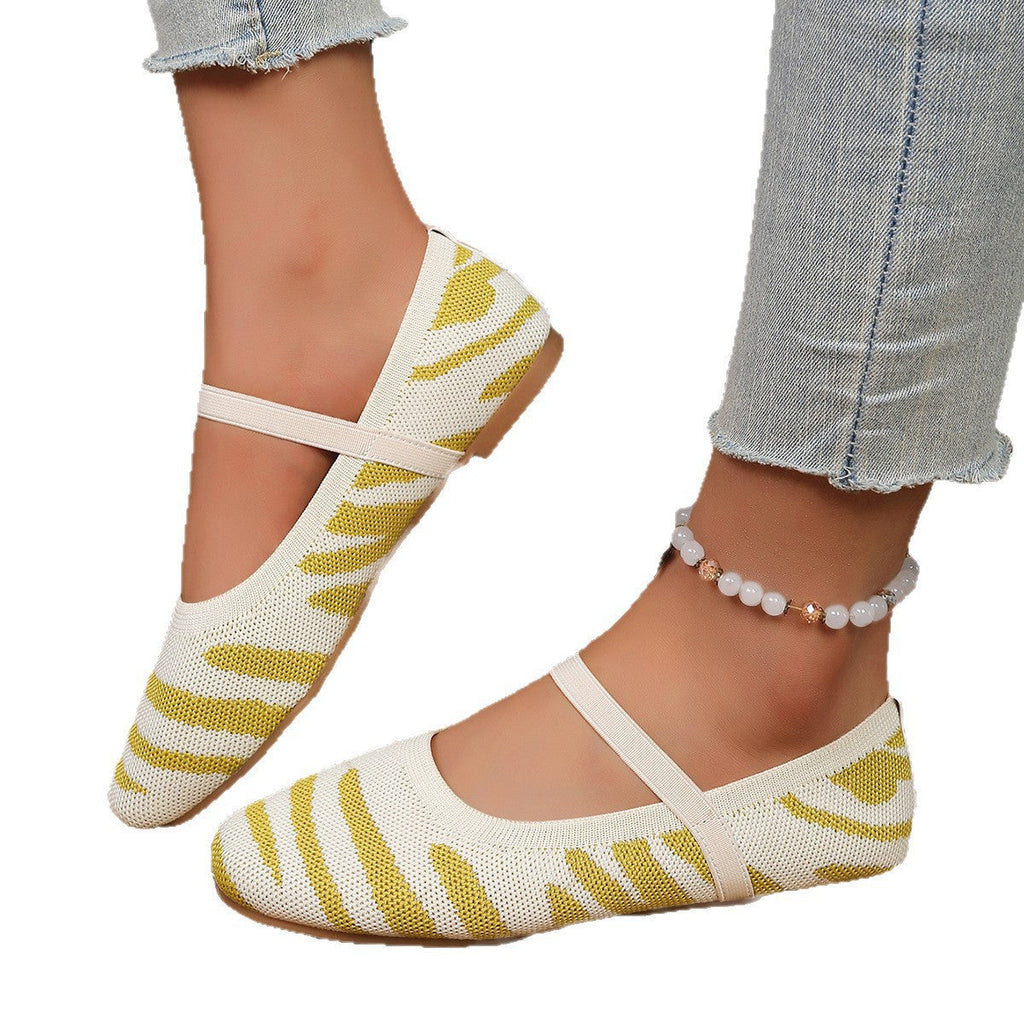 Damen bequeme Ballerinas mit elastischem Riemen EB