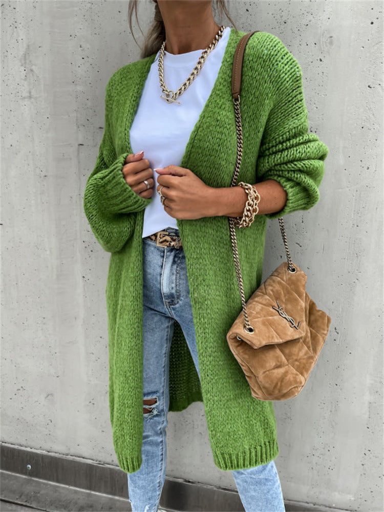 Damen Grober Strickmantel mit tiefen Taschen und modischem Schnitt EB