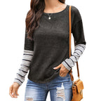 Damen Lässiges Langarmshirt mit gestreiften Ärmeln EB