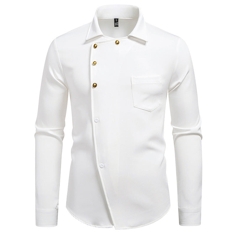 Herren elegantes Hemd mit asymmetrischem Knopfdesign EB