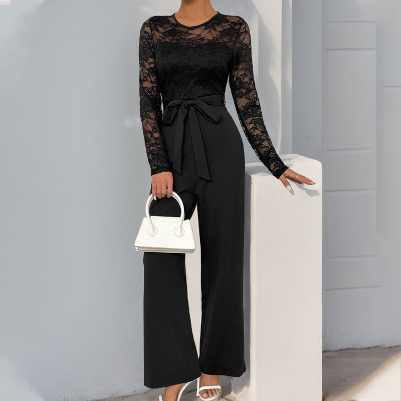 Eleganter und vielseitiger Damen-Jumpsuit mit Spitzenoberteil