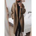 Damen Oversized Wolle-Mantel mit elegantem Revers und doppelt Knopfverschluss EB